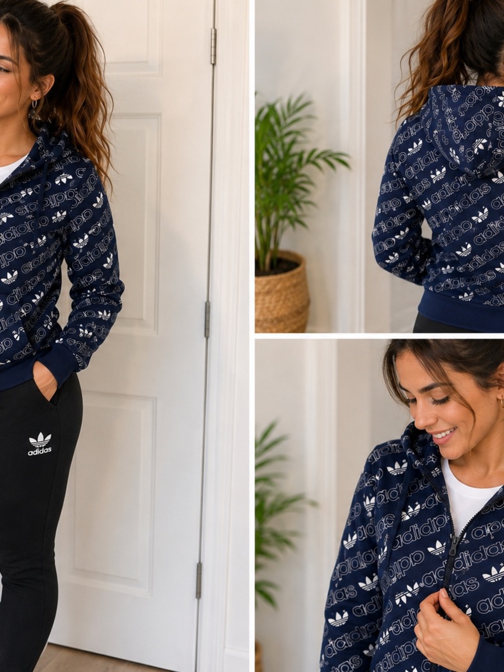 Adidas Originals All-Over Print Zip Hoodie  (M). With Water Bottle .